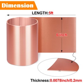 YuJingKey Copper Foil Sheet Roll, 6in x 5Ft Copper Sheet, 0.2mm Copper Flashing for House Repair & DIY Projects