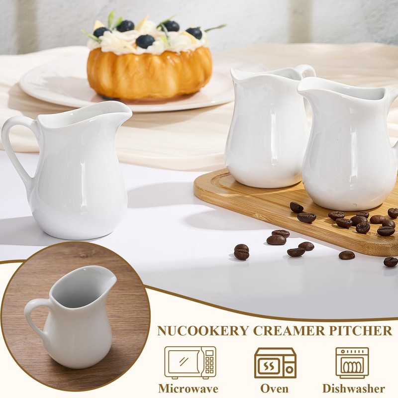 Nuanchu 12 Pcs 3 oz Small Creamer Milk Pitcher, Classic