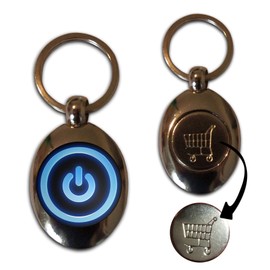 Power On/Off - £1/€1 Metal Shopping Coin Token Key Ring
