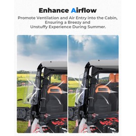 KEMIMOTO 2PC Wind Deflector Kit for Side Wings – Suitable for 1.5-2.2 Inch Circular Roll Bars on UTVs, Compatible with Polaris RZR, Can-Am, Maverick – Wing Vent Deflectors