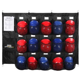 NVAAV Baseball Dugout Organizer, Hanging Helmet Bag for 15 Players Baseball Softball Team, Helmet Organizer for Dugout Fence Garage, Organize Baseball Equipment, Helmets, Gloves, Bats, Balls
