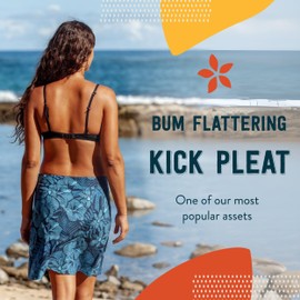 RipSkirt Hawaii Length 2 - Wrap Skirt for Women - Quick Dry Swim Cover-Up with Side Pocket - Lightweight for Beach and Travel and Casual Wear (Maui Moonlight, M 8-10)