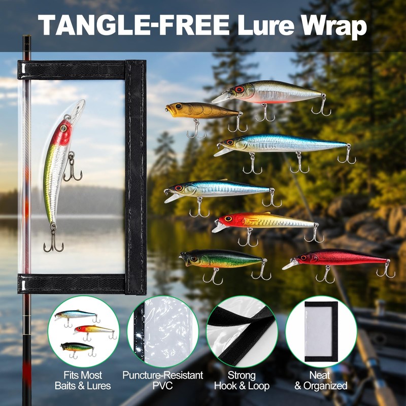 Ziopetru 12 Pack Clear PVC Fishing Lure Wraps, 6 Large