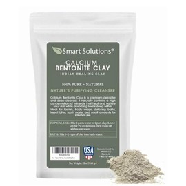 SMART SOLUTIONS Arcilla Bentonita Calcio Grado Alimenticio, 2 Lb Arcilla Curativa India Pura - Todo Natural Para Uso Interno Y Externo | Tratamientos Faciales Bricolaje, Desodorantes, Mascari