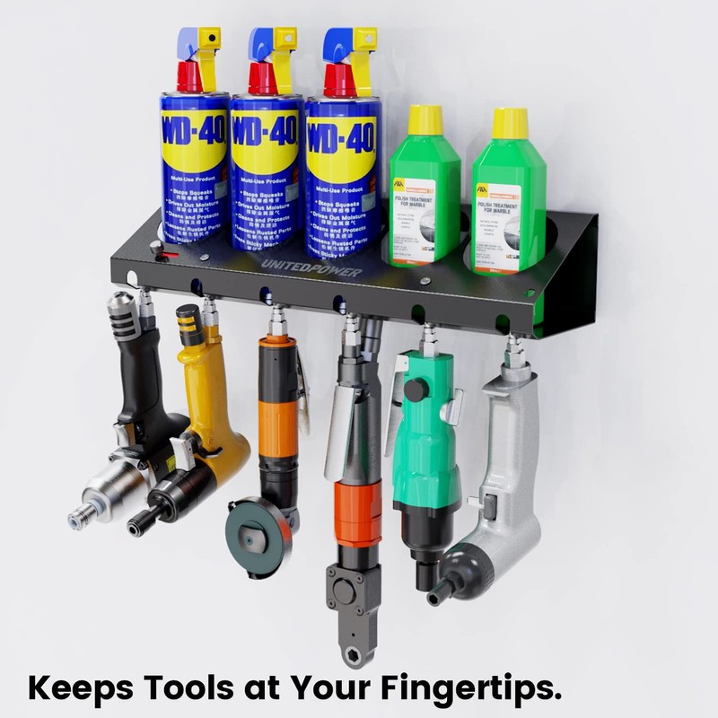 UNITEDPOWER Pneumatic Tool Holder Lockable/Aerosol Rack Combo, Wall Mounted Spray