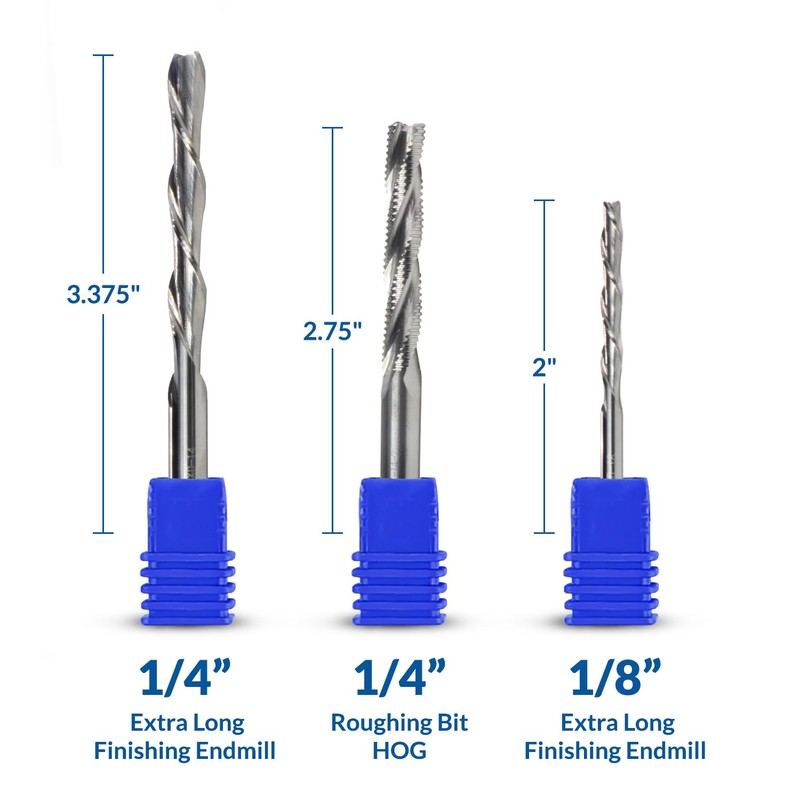 IDC Woodcraft Extended Length CNC Router Bit Set (3-Piece) -