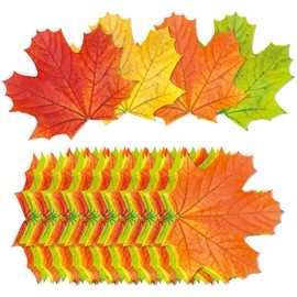 12 Pieces Fall Leaf Paper Placemats, Autumn Maple Leaves Shaped Place Mats, 12.6 x 11 Inches Colorful Disposable Paper Table Mats for Thanksgiving Harvest Home Dinner Dining Table Decor Supplies