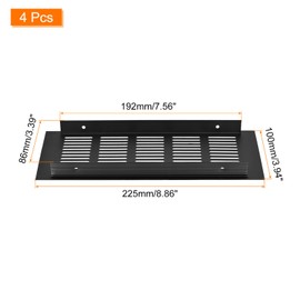 sourcing map 4pcs Rectangle Ventilation Grille Aluminum Alloy Mesh Air Vent Cover, 225x100mm