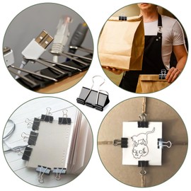 Ziamzra Pack of 90 Foldback Clips, 19 mm Black Paper Clips, Metal Foldback Clip, Small Mini Paper Clips, Binder Clips, Multi-Purpose Clips for Office Supplies, Paper, Photo Wall, Notes, Home, School