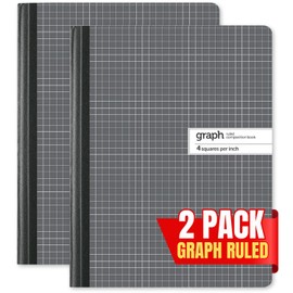 1InTheOffice Graph Composition Book, 9.75" x 7.5" Graph Paper Notebook, 100 Sheets 2 Pack