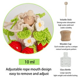 Car Air Freshener Diffuser,Strawberry Car Accessories,Car Interior Accessories Aesthetics,Car Rearview Mirror Hanging,Strawberry Decor,10ml Empty Refillable Car Oil Diffuser Bottle,Car Decor for Women