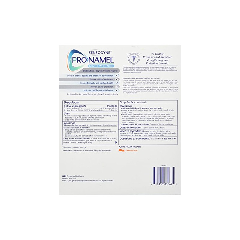 Sensodyne Pronamel Gentle Whitening Toothpaste 4 Pack / 6.5oz Large