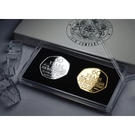 The Commemorative Coin Company Pair of 60th Birthday .999 Silver & 24ct Gold Commemoratives. Display Case and Gift/Presentation Box Unique. Gift/Present. 60 Sixty Years Sixtieth