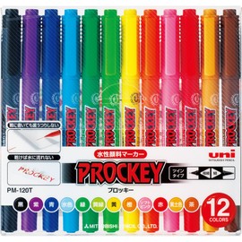 Mitsubishi Pencil PM120T12CN Prokey Twin Water-Based Pen, Extra Fine, 12 Colors