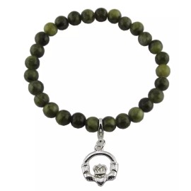 JC Walsh & Sons Irish Jewelry Marble Claddagh Stretch Bracelet for Men and Women