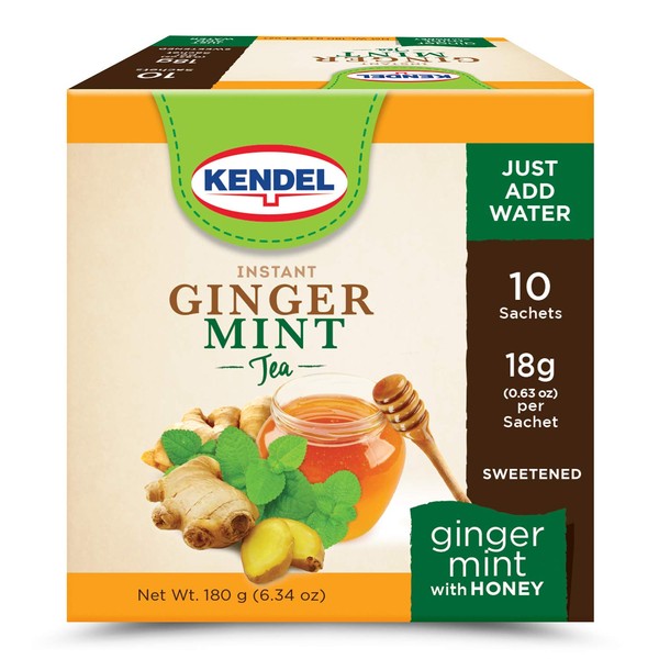 Kendel Instant Ginger-Mint Tea with Honey, Caffeine Free (10 Sachets)