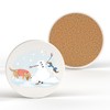 Global Designs BUILDING A SNOWMAN DOG THEMED CERAMIC CIRCLE COASTER