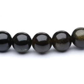 Echtes Goldobsidian Edelstein Armband mit 6mm Perlen und Edelstahlherz - verschiedene Längen - Heilstein Schutzstein Talisman Glücksbringer Geschenk (Goldobs., 20CM)