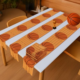 KINMAD 6 Pcs Basketball Party Table Runner, Basketball Centerpieces for Table Sports Themed Party Tablecloth Decorations Striped Table Decor for Sports Birthday Supplies(60 x 6 Inch)