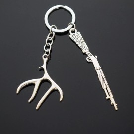 Hunting Rifle & Deer Antler Themed Shotgun Charms Keychain Key Ring Chain Gift