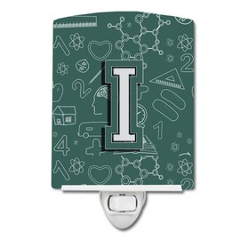 Caroline's Treasures CJ2010-ICNL Letter I Back to School Initial Ceramic Night Light Compact, UL-Certified, Ideal for Bedroom, Bathroom, Nursery, Hallway, Kitchen, 6x4x3, Multicolor
