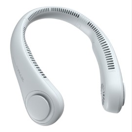 JISULIFE Neck Fan Portable, Personal Wearable Fan with Battery Rechargeable, Bladeless Travel Cooling Design with Powerful Wind, 3 Speeds, Quiet, Gifts for Men/Women/Friends - Grey