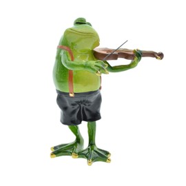Queemie® Adorable Fat Frog Playing Violin Resin Statues, Funny Froggy Musician Perfect Ornament Collectible Figurines for Kids Adults Lovers Xmas Birthday Gifts