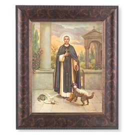 St. Martin DePorres Picture, 11-1/4"x13-1/4, Antique Gold & Espresso Frame, Italian Print Under Glass