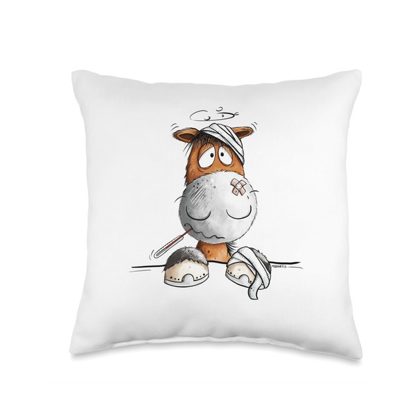 Sick Horse With Thermometer For Horse Lovers Throw Pillow
