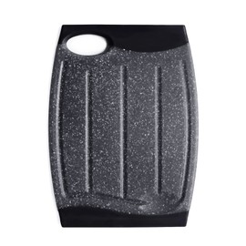 Ginkick Mini Cutting Board, 7.48" Plastic, Non-Slip Edges, Multiple Juice Grooves, Dishwasher Safe, BPA Free, Easy Grip Handle (Black, 9.84"L x 7.48"W x 0.35"H)