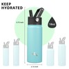 Konokyo Insulated Water Bottle with Straw,18oz 3 Lids Metal Bottles