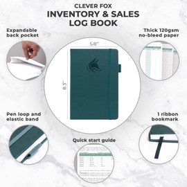 Clever Fox Inventory & Sales Log Book for Small Business – Inventory Ledger Book, Inventory Notebook, Order Tracker Book for Purchases, Sales & Reorders – Undated, Hardcover, A5, Dark Teal