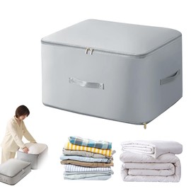 Ultra Space Saving Self Compression Organizer, Compression Storage Bags, Expandable Packing Organizers, Storage Tote For Space Saving, Heavy Duty Moving Bags, Storage Bags For Comforters (Grey,L)