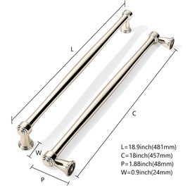 khtumeware Appliance Pulls Polished Nickel 18 Inch(457mm) Center to Center 1 Pack Heavy Duty Drawer Pulls Kitchen Cabinet Handle Cabinet Hardware.