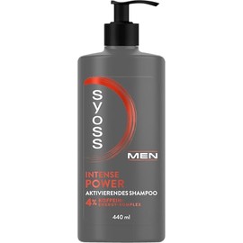 SYOSS Shampoo MEN Intense Power Activating Shampoo (440 ml), Men's Shampoo for Normal Hair, Hair Shampoo Stimulates the Hair Roots from the First Application, Formula with 4% Caffeine Energy Complex