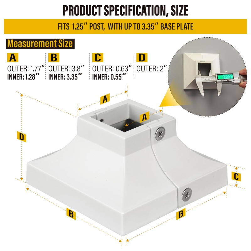 Epcee 4pcs Post 1.25" Aluminum Deck Post Base Cover, Post