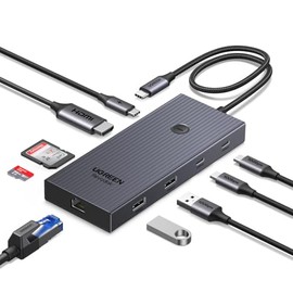 UGREEN Revodok Pro USB C Hub 9 en 1, Adaptador USB C Multipuerto con HDMI 4K@60Hz, 2 USB-C 3.2, USB-A 3.2 & 3.0, SD/TF 170MB/s, RJ45, PD 100W, Compatible con MacBook Air/Pro, iPad Pro,Steam Deck