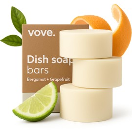 Vove Natural Dish Soap Bar | Pack of 3 | Bergamot & Grapefruit Essential Oils | Zero Waste Dishwashing Blocks | Plastic-Free Kitchen Soap Cold Pressed | Plant-Based & Eco-Friendly | 3.5 oz Each
