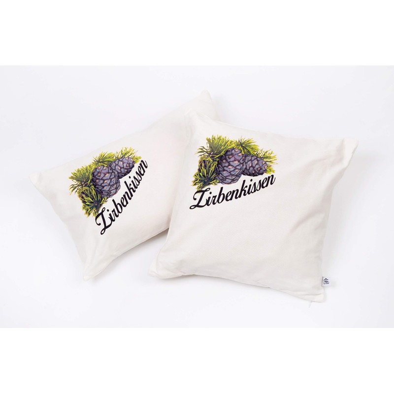 Swiss pine cushion with ticking 40 x 40 cm filled