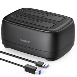 ORICO DD28U3-C HDD Stand, Equipped with 2 Drives, Hard Drive Copy, Offline Drone Function, Supports 2.5 & 3.5 Types, Supports 2 x 20 TB, HDD, SSD, Replacement, No Tools Required, USB 3.0 to SATA Support, UASP DD28U3-C