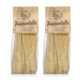 Morelli Organic Pappardelle Pasta Noodles - Imported Pasta from Italy, Wide pappardelle Noodles, Gourmet Italian Durum Wheat Salomina with Wheat Germ - 17.6oz (500g) - Pack of 2