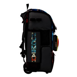 Boombah Superpack Hybrid Rolling Bat Bag - Wheeled & Backpack Version - USA Softball Grand Slam Black/Red/Optic Yellow