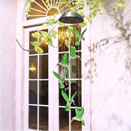 Ninite LED Campanilla de Viento Que Cambia con luz Solar, para Exteriores, para Patio, césped, jardín, Hummingbird