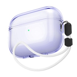 Aircawin for Airpods Pro 2 Case Clear,Soft TPU Clear Case for Airpods Pro 2nd Generation Case Cover 2022,Full Protective Transparent Shockproof Drop Protection Case with Strap for Airpods Pro 2-Purple
