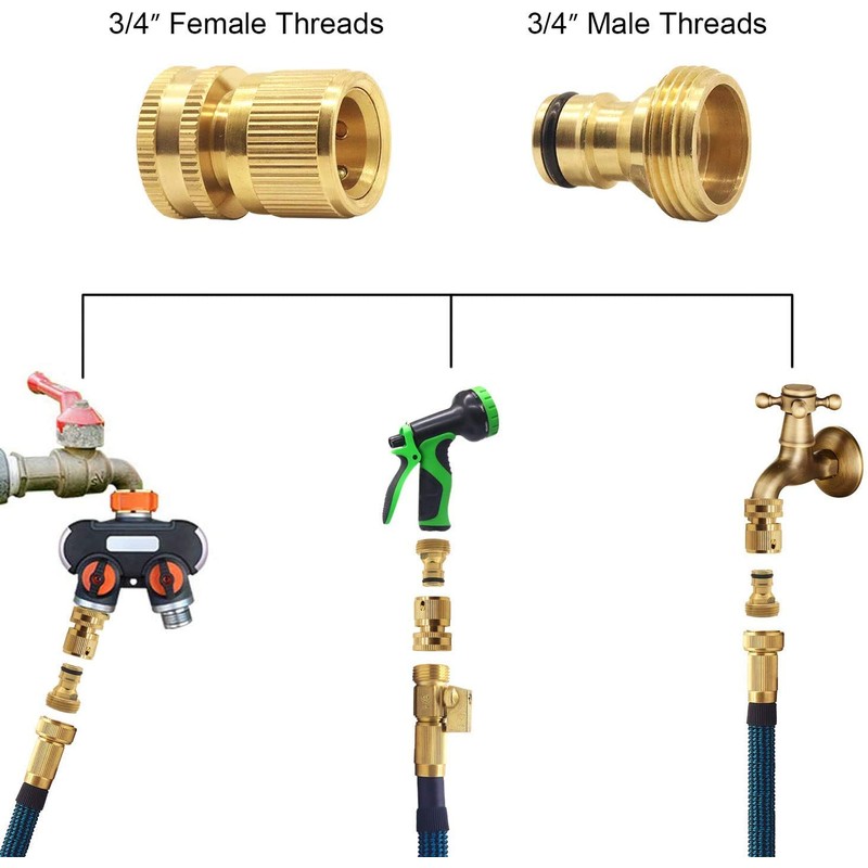 Tesmotor Garden Hose Nozzle Connect Kit, 3/4 inch Female Thread