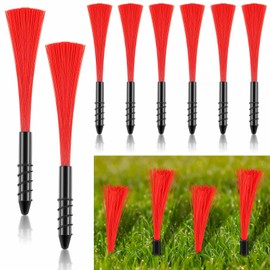 Vertintong 8 Pcs Ground Markers Property Line Markers Screw in Ground Markers 13 Inch Red Survey Markers Survey Stakes Marking Whiskers with Nails for Lawn Landscape Marking Sprinkler Irrigation