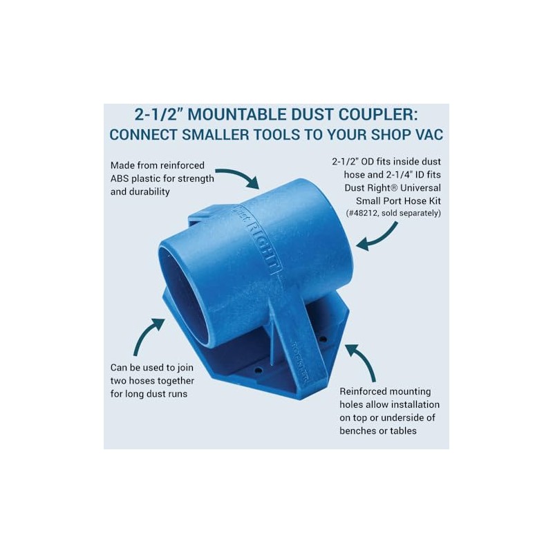 Dust Right 2-½” Mounting Dust Port - Durable Hose to