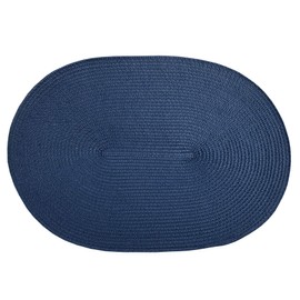 CAIT CHAPMAN HOME COLLECTION Oval Braided Woven Polypropylene Plastic Placemats (Navy), Set of 6