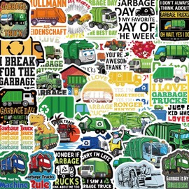 Garbage Truck Stickers 50 Pack Laptop Stickers,Cute Garbage Truck Stickers for Water Bottles Skateboard Scrapbook Bike Computer,Phone,-Graffiti Stickers Pack for Teens Girls Kids