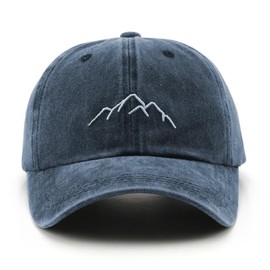 YULOONG Mens Vintage Baseball Cap Mountain Peak Embroidery Baseball Hats Retro Washed Cotton Dad Cap Womens Outdoor Sports Cap Adjustable Unisex Navy Blue